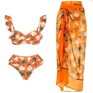 Floral Orange Swim Sarong